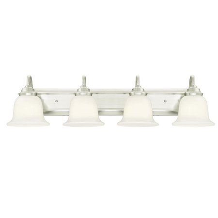 WESTINGHOUSE Fixture Wall UnMount 60W 4-Light Harwell, Brushed Nickel White Opal Glass 6301900